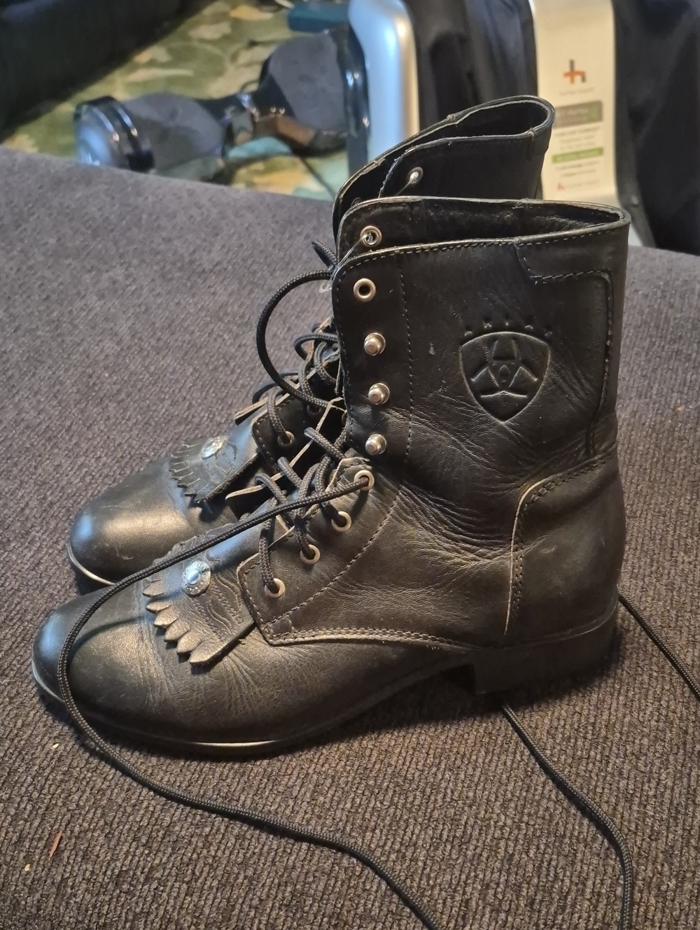 Men's Black Leather Lace-Up Combat Boots